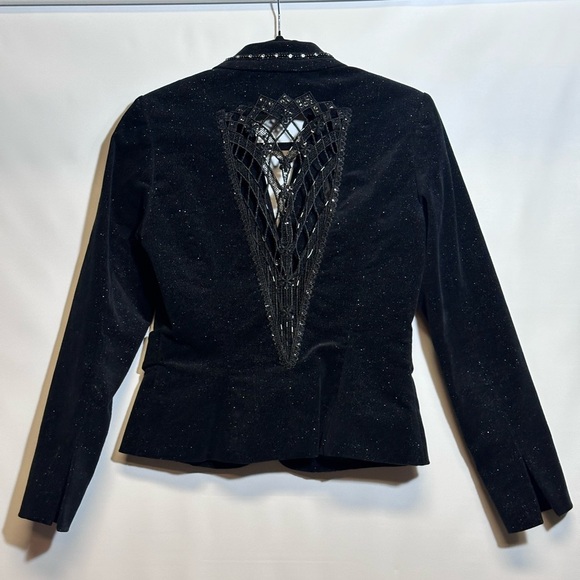Sold.  Bisou Bisou Black Blazer with Elegant Beaded Detailing - Picture 2 of 14